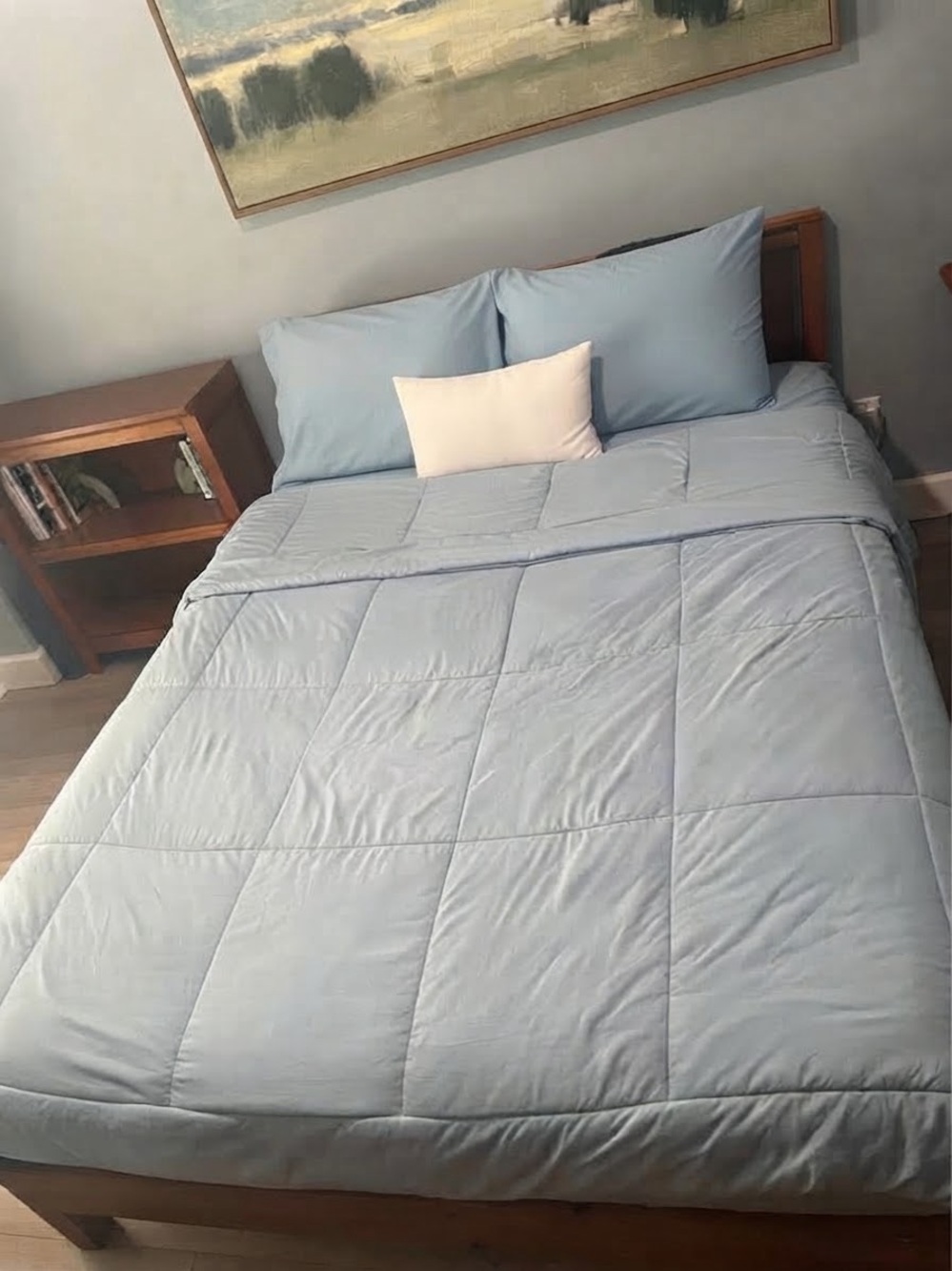 Luxurious Light Blue Queen Size Quilted Comforter Set